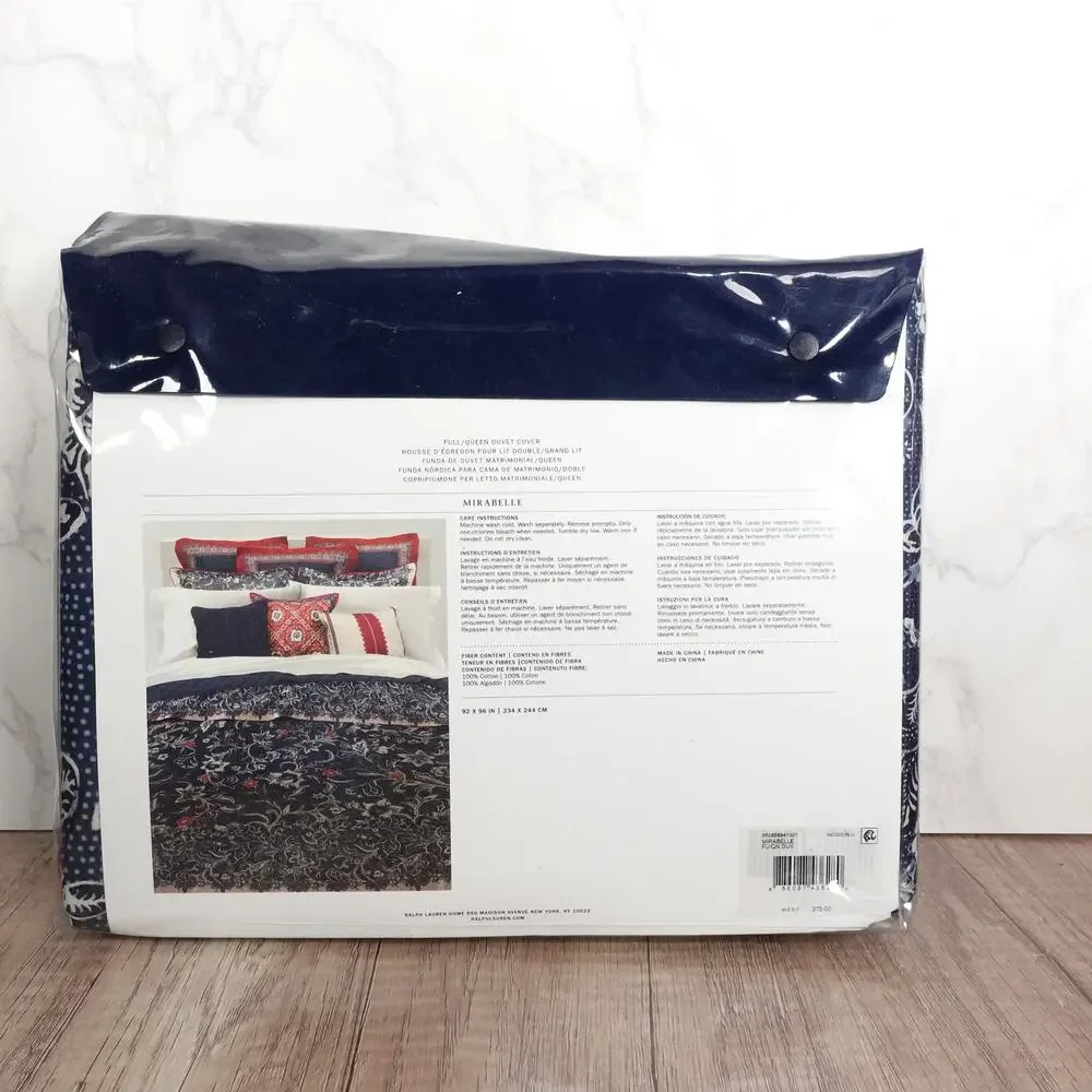 Ralph Lauren Mirabelle Duvet Cover Full/Queen 92x96 Navy Blue Floral Paisley NWT